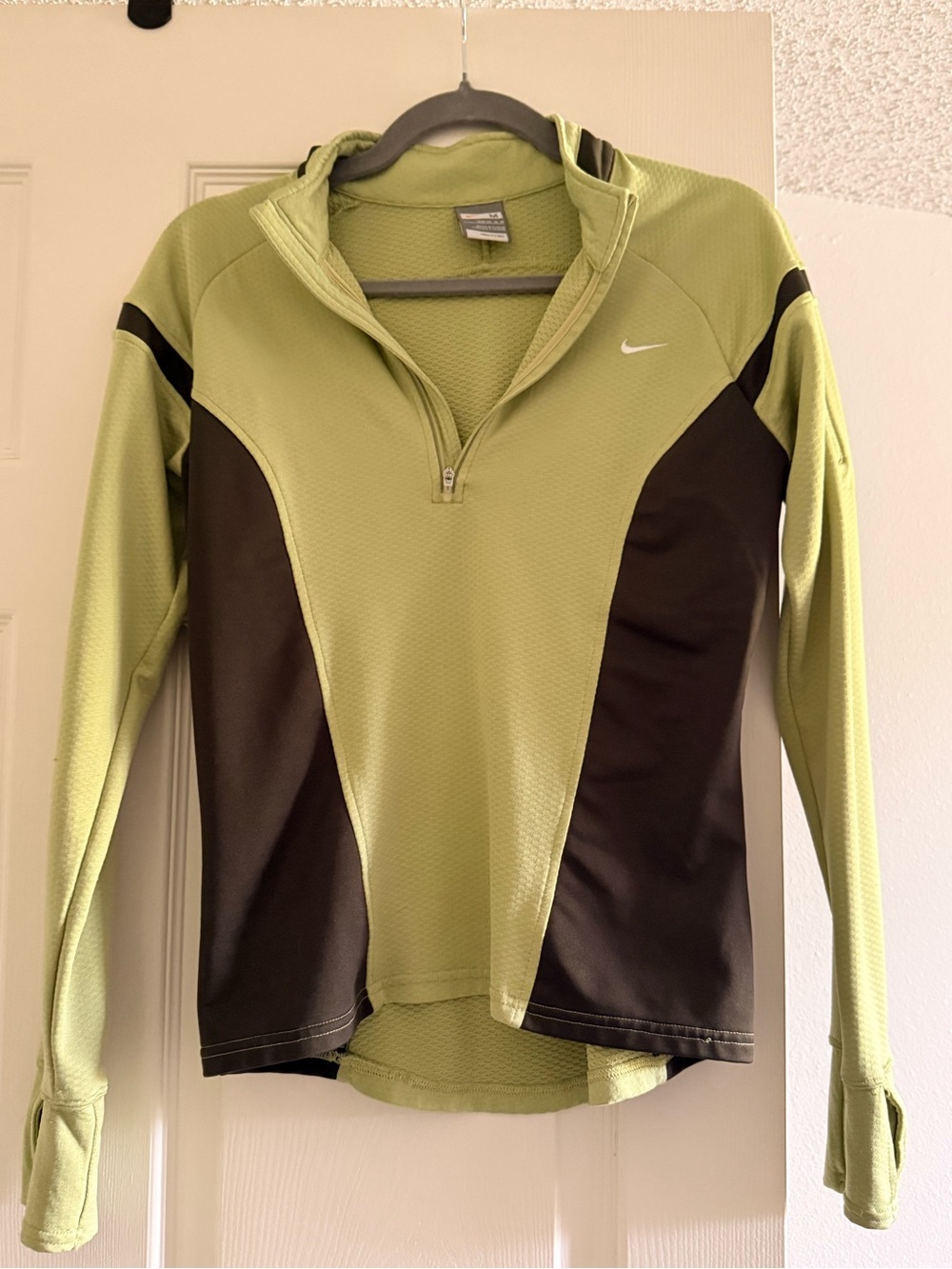 Nike Olive Green and Black Half-Zip Top
